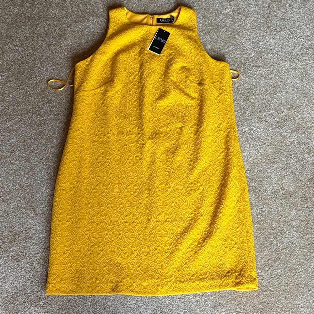 Ralph Lauren size 14 tulip Vibrant Yellow Mini Dress NWT knit